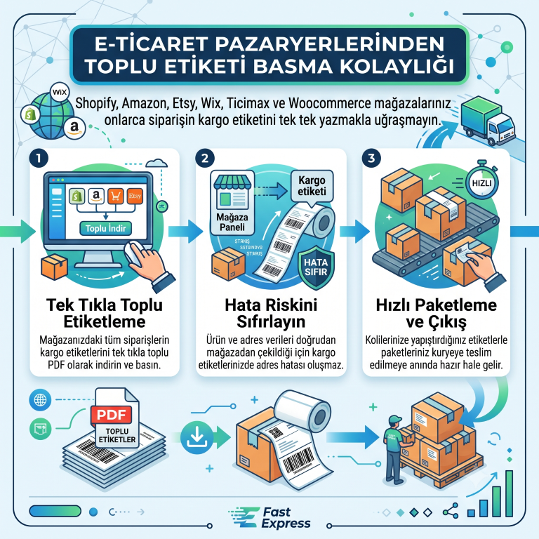 E-Ticaret Pazaryerlerinden Toplu Etiketi Basma Kolaylığı